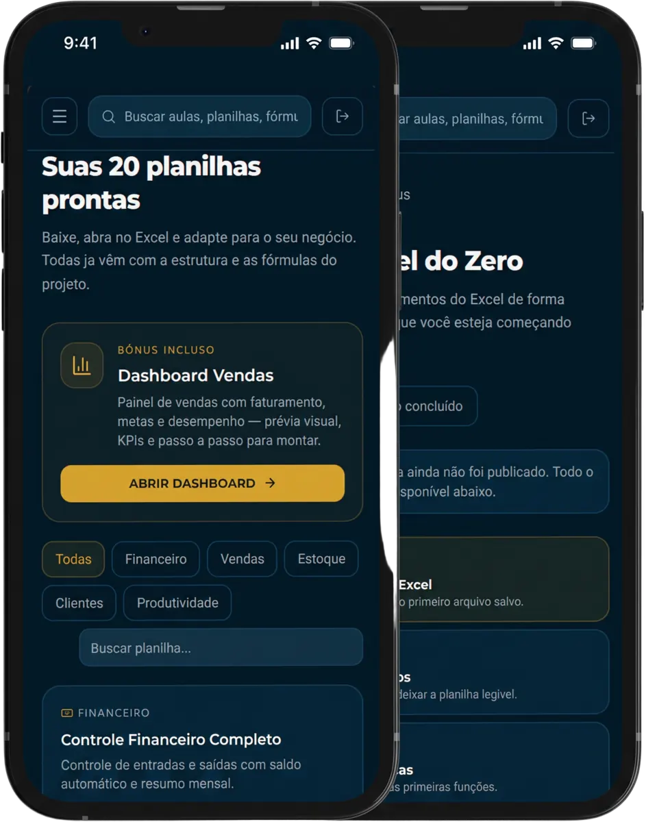 Prévia do Excel na Prática no celular: 20 planilhas prontas, guia e bônus