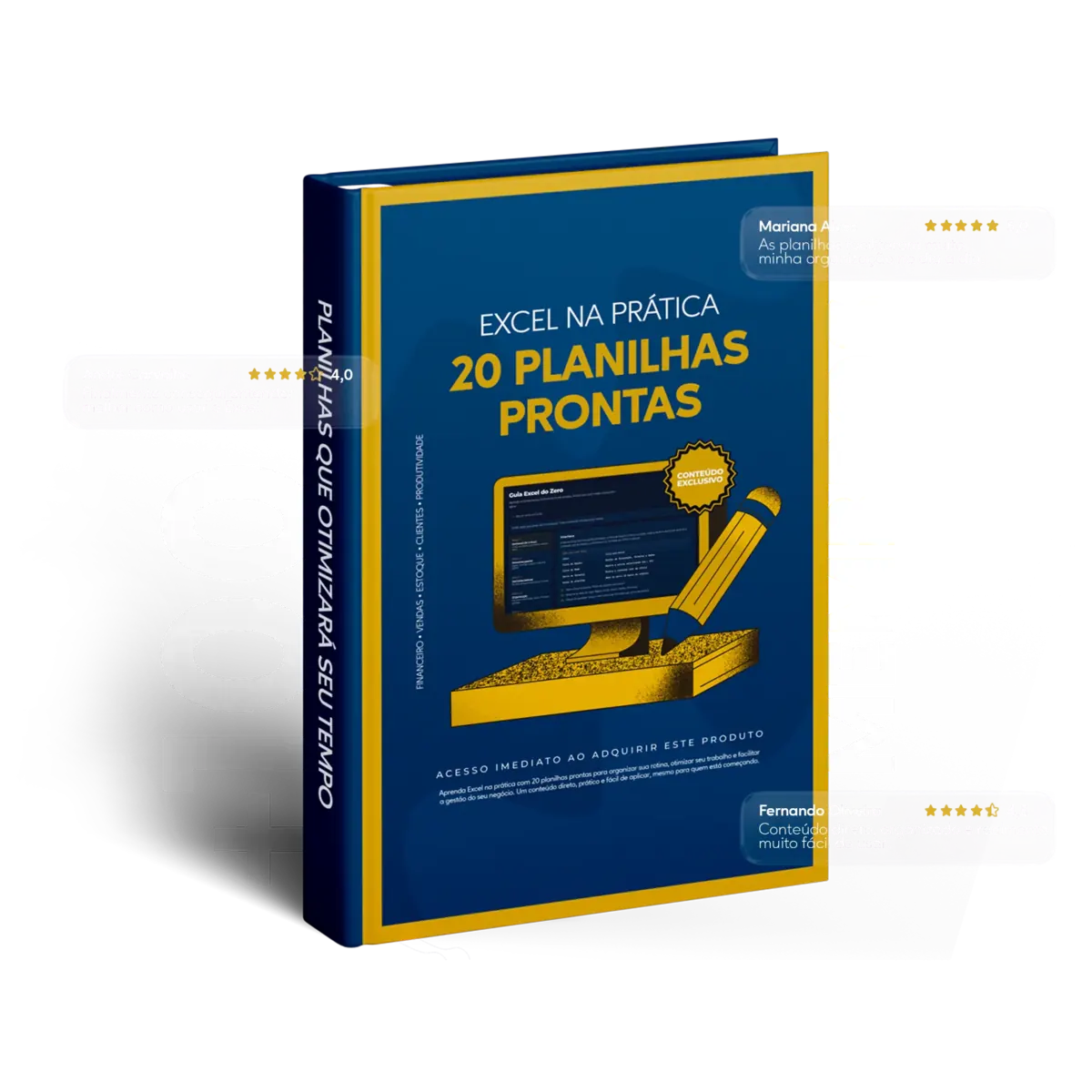 Kit Excel na Prática cercado por avaliações de membros